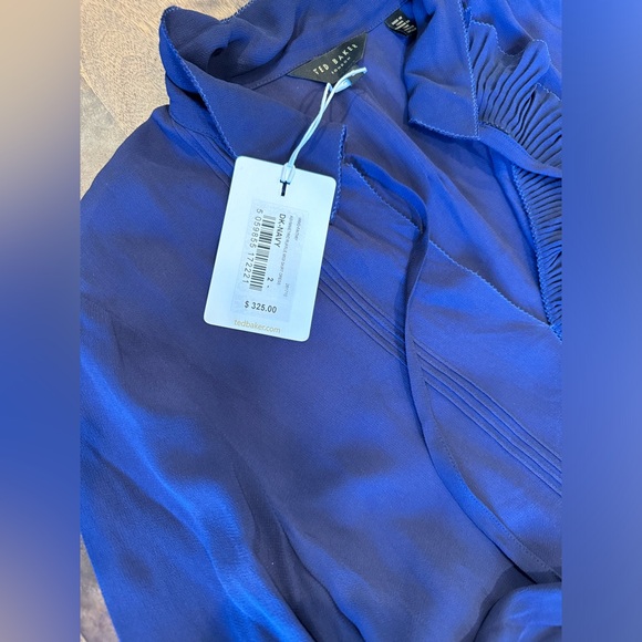 Ted Baker Faithiy Asymmetric Ruffle Midi Skirt Dress Dark Navy Womens Size Ted 2 - Picture 14 of 17